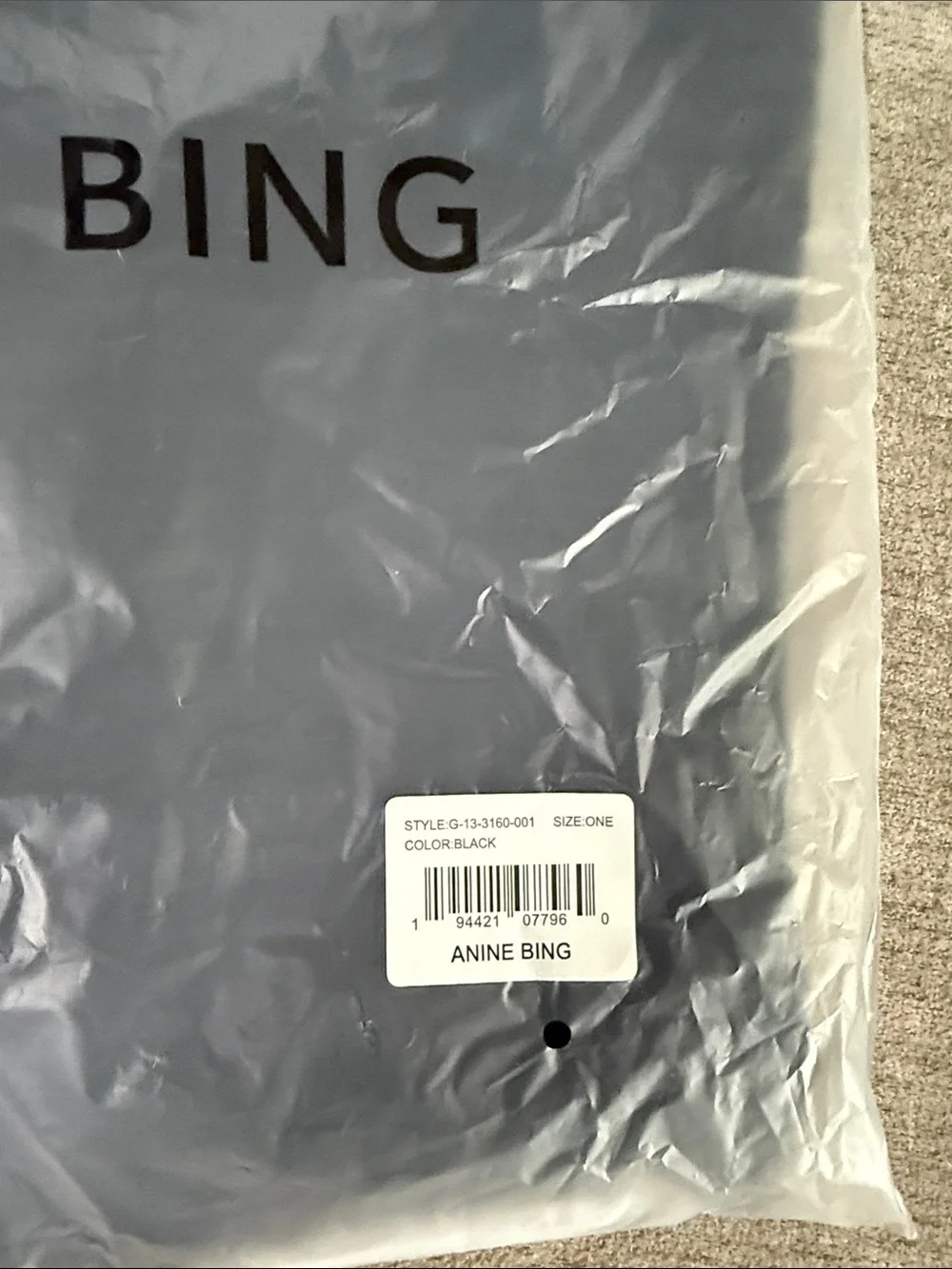 NWT Anine Bing Black Logo Canvas Tote